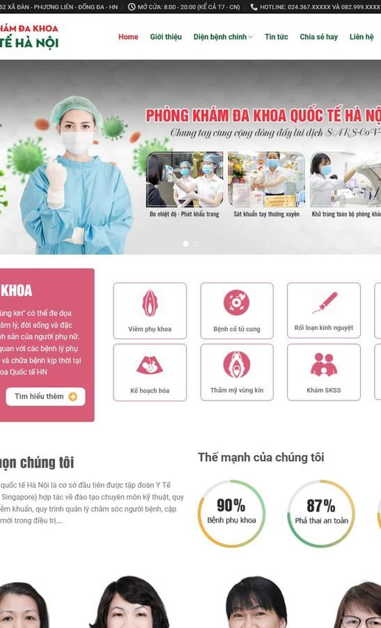 Giao diện mẫu website phòng khám sản phụ khoa