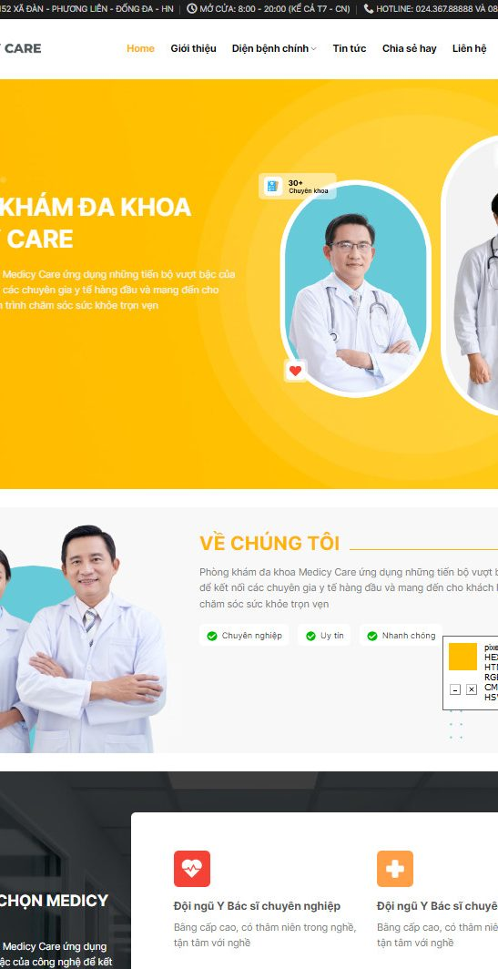 Giao diện mẫu website phòng khám đa khoa